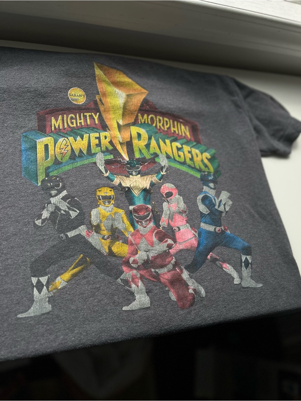 Power Ranger Mighty Morphin Multicolor Graphic Tee - Charcoal medium